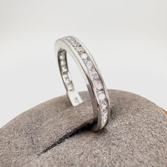 VTG Sterling Silver 925 Cubic Zirconia Channel Set Statement Ring Size 6.5 - Picture 4 of 8